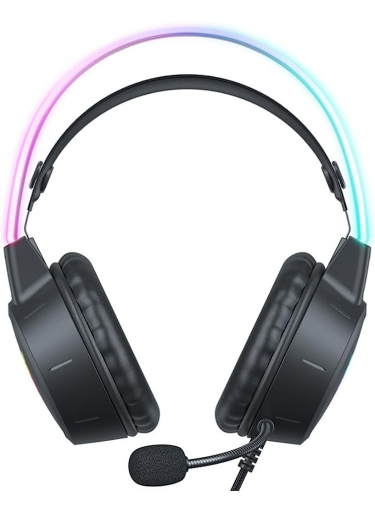 onikuma X15 Pro RGB Wired Gaming Headset with Noise Cancelling Microphone, 50mm Stereo Surround Sound Drivers, Adjustable Suspension Headband, Comfortable Over-Ear Headphones for PC, PS4 and Xbox - Image 3